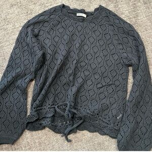 Marine Layer Navy Open-Knit Drawstring Sweater xs